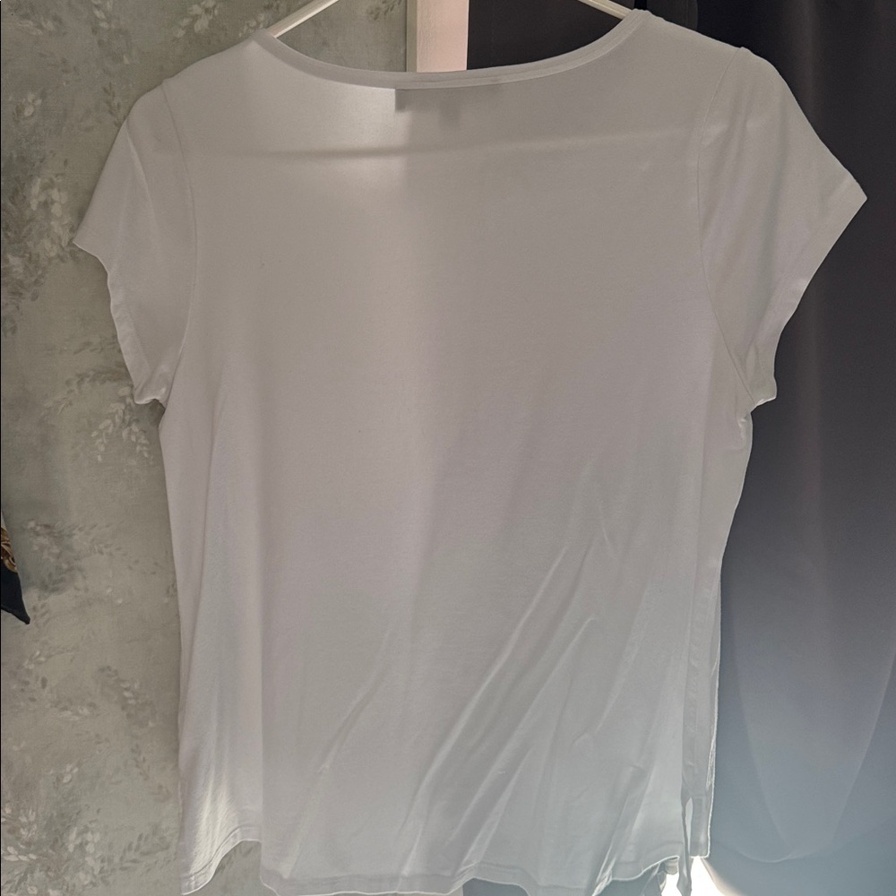 Habitat White Short Sleeve Crewneck Top with Center Seam - Picture 3 of 4